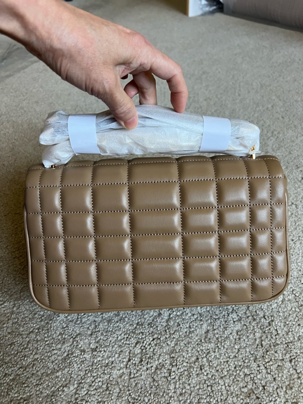 Michael Kors Quilted Crossbody Bag in Taupe Brown with Gold Hardware - Picture 2 of 4